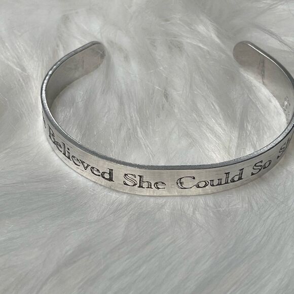 Engraved aluminum cuff bracelet she believed she could so she did cuff b… - Picture 5 of 5